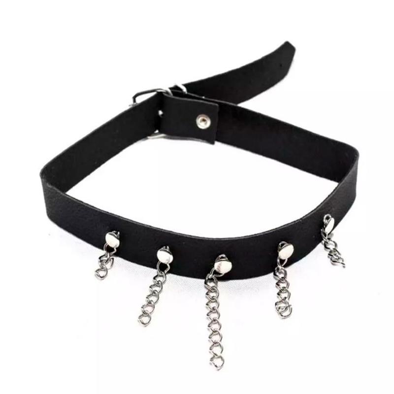 Choker com Fivela Ajustável e Detalhes de Corrente - Brasil Fetiche | Disponível em 3 Cores - 1