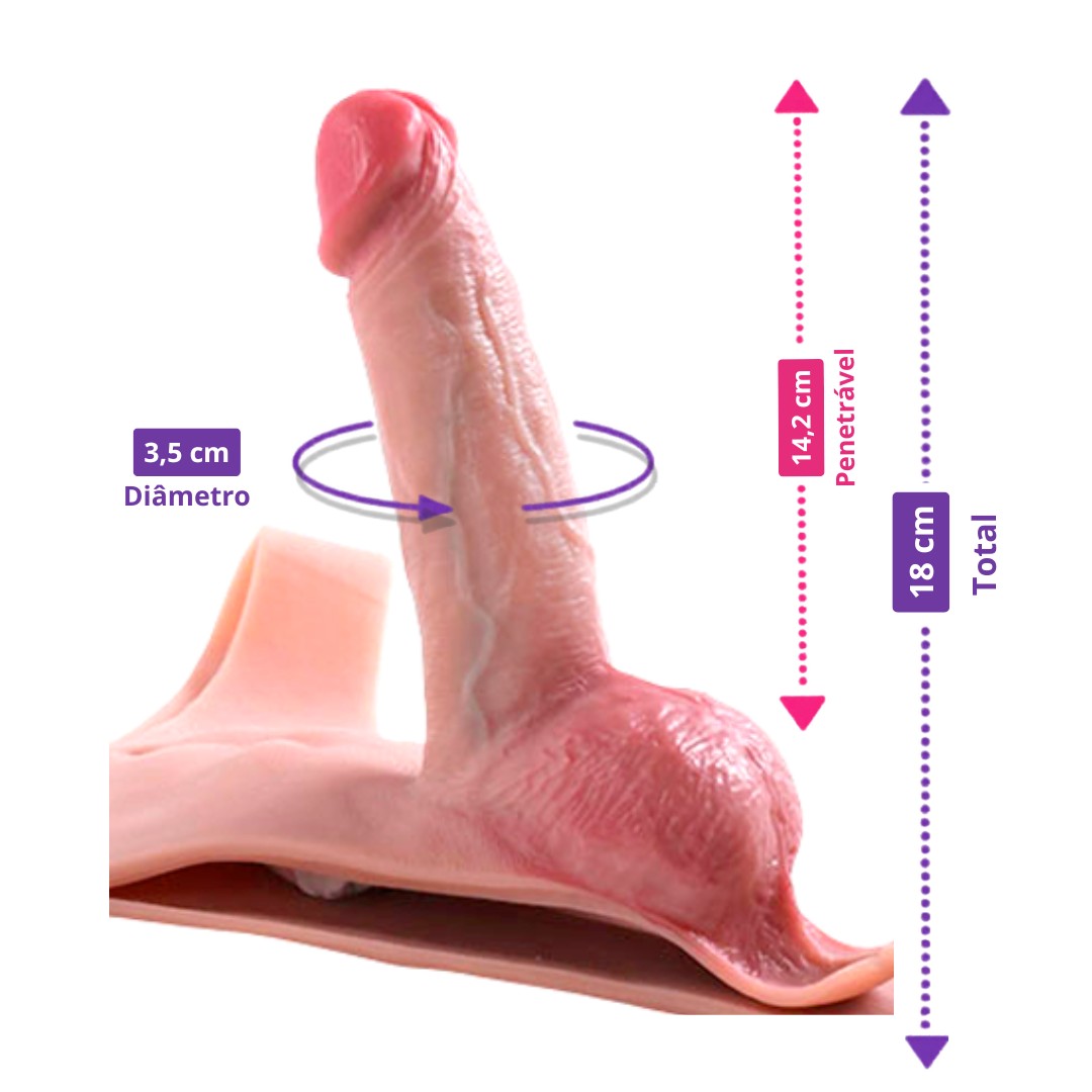 Cinta Estilo Tanga com Detalhes de Abdômen Masculino e Prótese Peniana Realista em TPE - 3R | 14,5 x 3,5 cm - 2