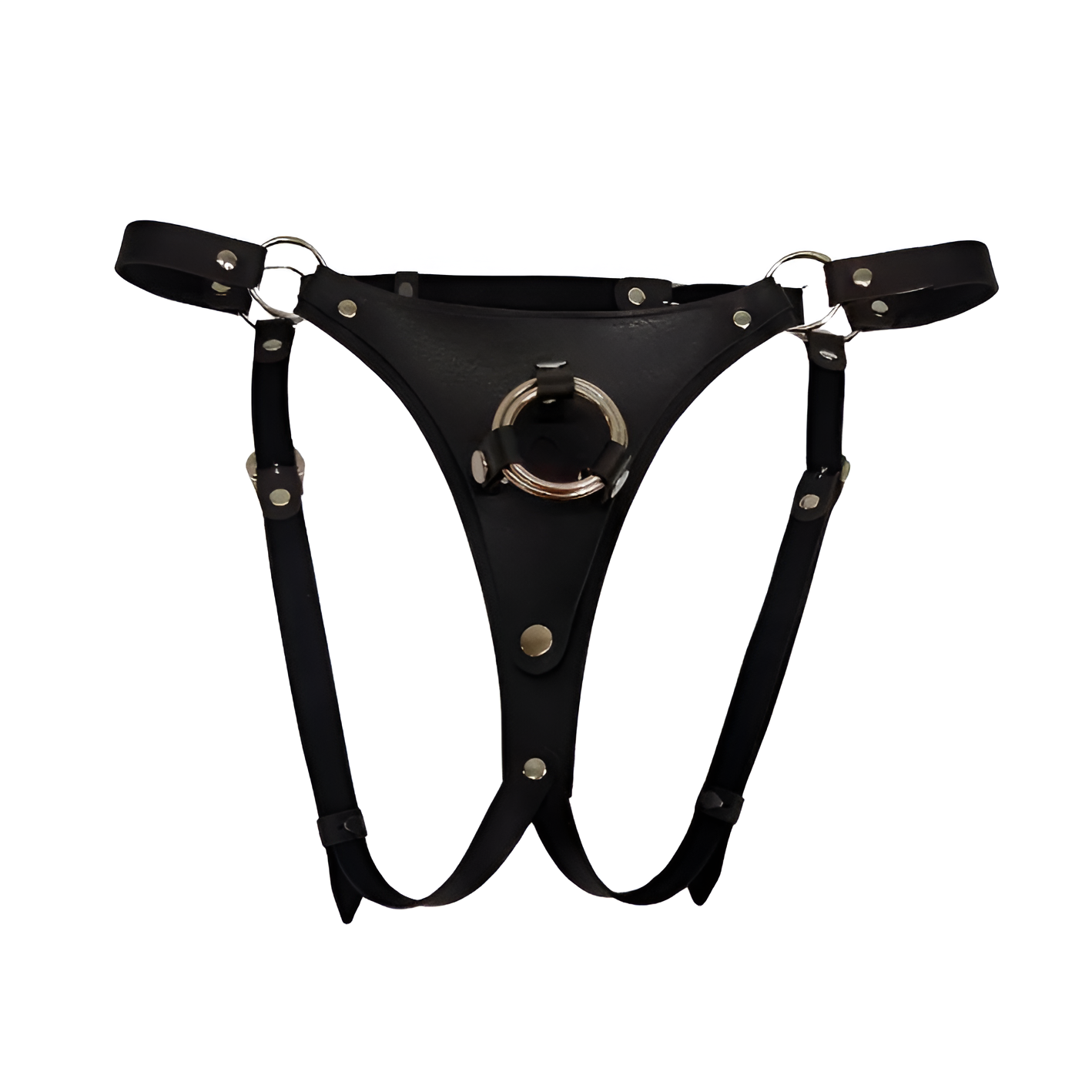 Cinta Peniana Avulsa Estilo Harness em Couro com 2 Aros de Metal e Botões de Pressão - Exclusiva | Tamanho Único - 3