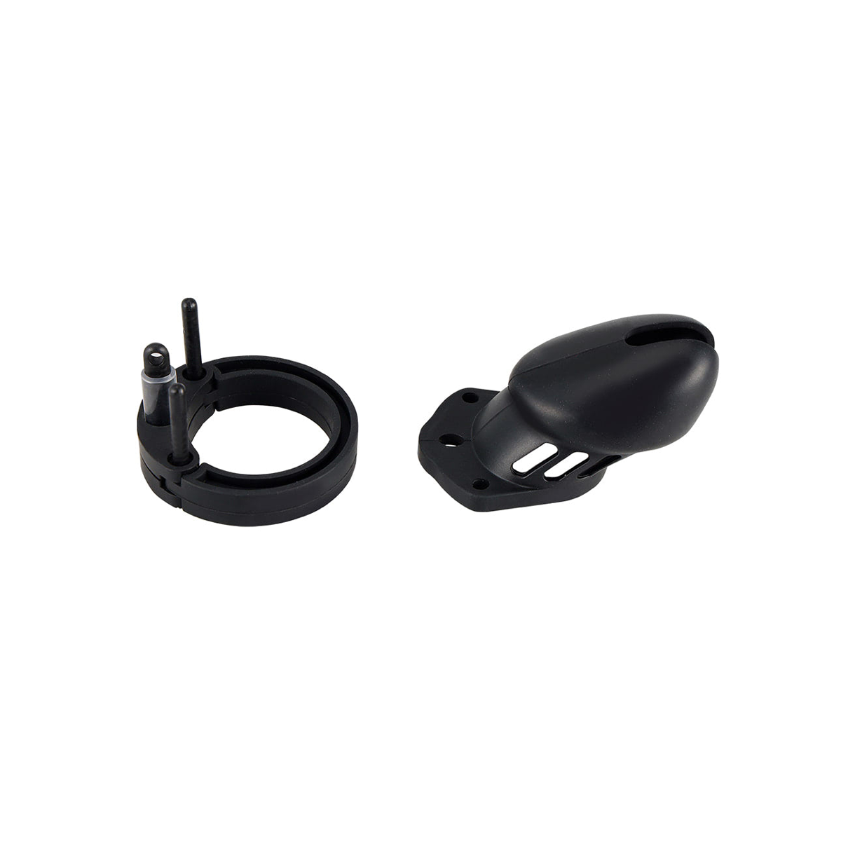 Cinto de Castidade em Silicone com Ponta Vazada e Anel para Escroto Ajustável com Cadeado - Cor: Preto - 6