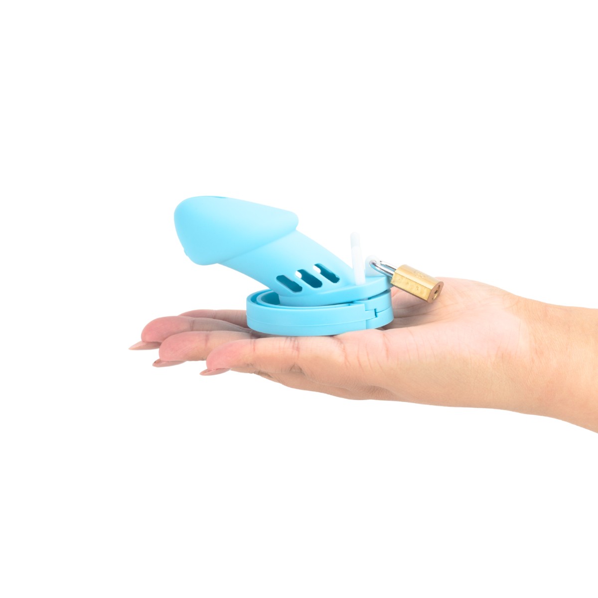 Cinto de Castidade em Silicone com Ponta Vazada e Anel para Escroto Ajustável com Cadeado | Disponível em 2 Cores - 6