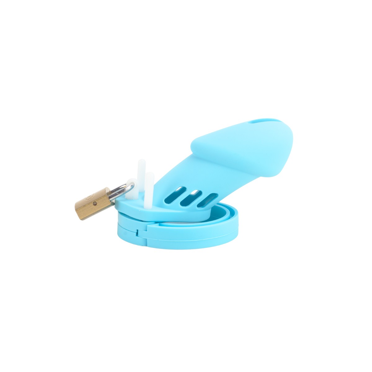 Cinto de Castidade em Silicone com Ponta Vazada e Anel para Escroto Ajustável com Cadeado | Disponível em 2 Cores - 3