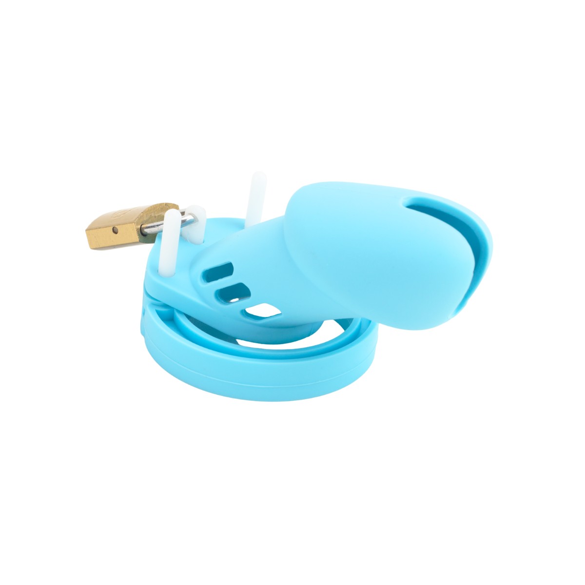 Cinto de Castidade em Silicone com Ponta Vazada e Anel para Escroto Ajustável com Cadeado | Disponível em 2 Cores - 4