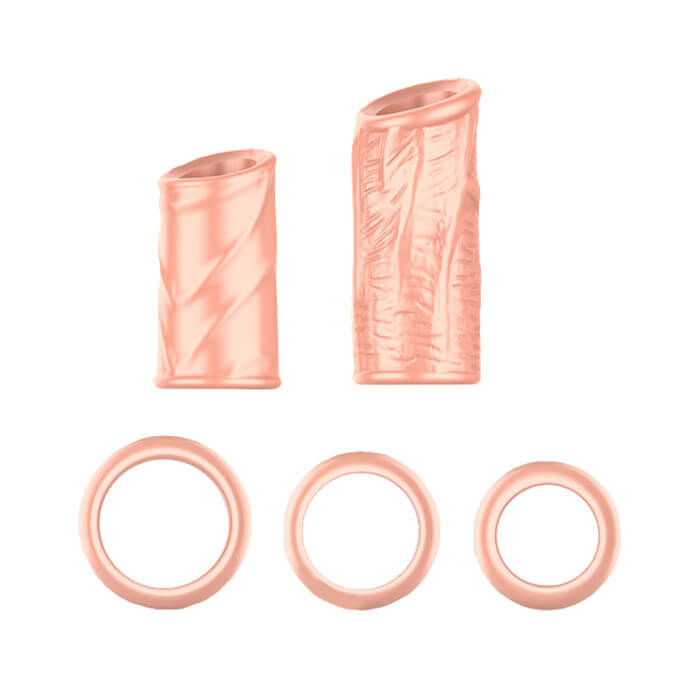 Kit com 5 Anéis Penianos Realísticos em Silicone Atóxico com Veias Salientes - Cock Ring | 5,2 x 1,9 cm - 3