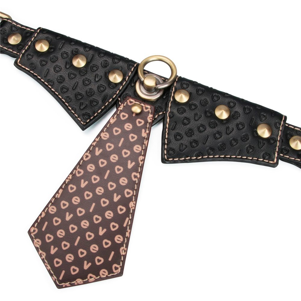 Coleira com Gravata, Detalhes de Rebites e Gui de Corrente - LoveToy Rebellion Reign Collar | Tamanho Único - 5