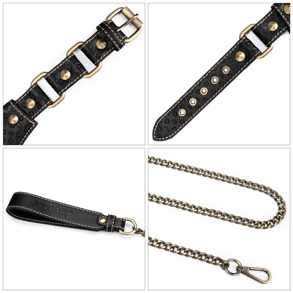 Coleira com Gravata, Detalhes de Rebites e Gui de Corrente - LoveToy Rebellion Reign Collar | Tamanho Único - 6