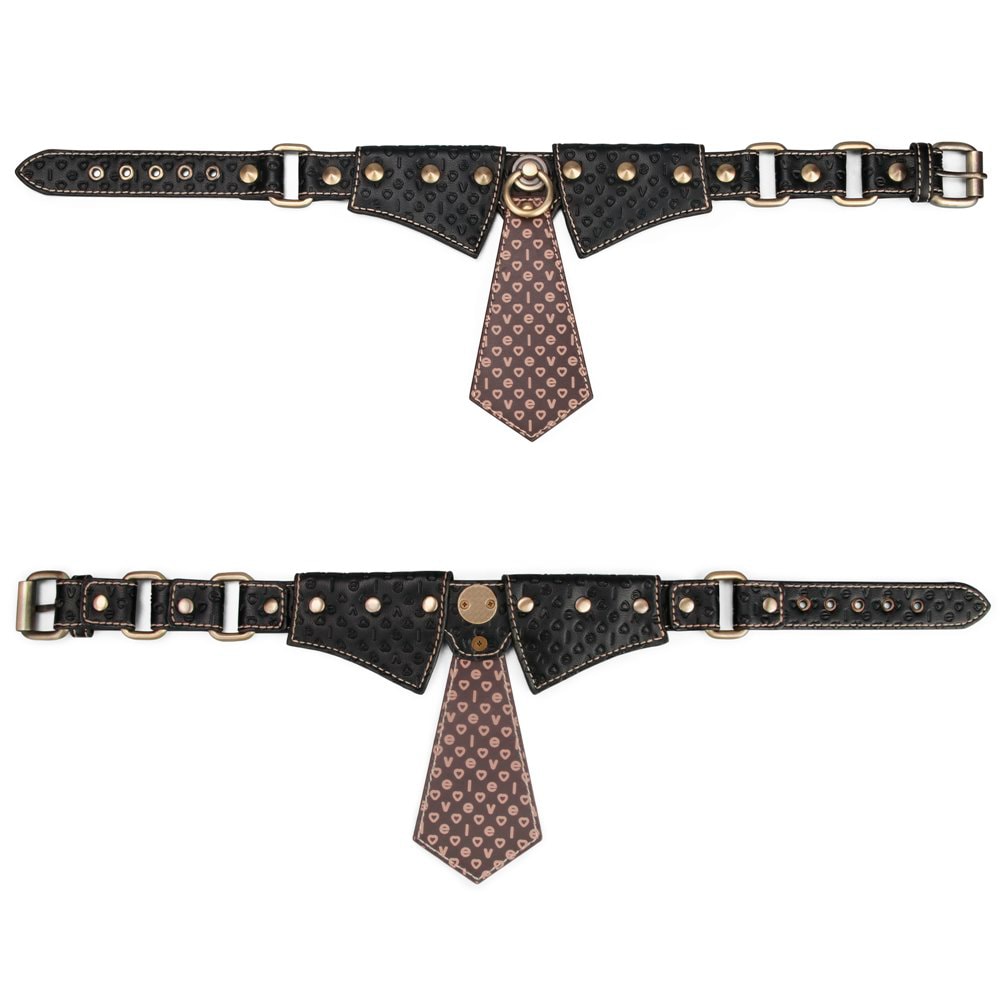 Coleira com Gravata, Detalhes de Rebites e Gui de Corrente - LoveToy Rebellion Reign Collar | Tamanho Único - 2