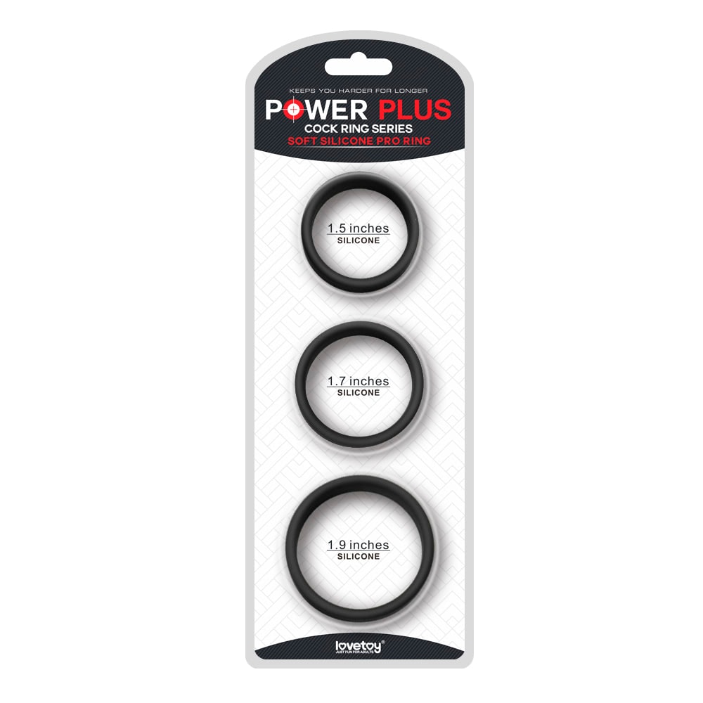 Conjunto de 3 Anéis Penianos em Silicone Macio e Flexível - Lovetoy Power Plus Pro Ring - 3