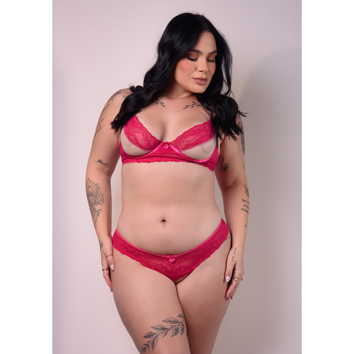 Conjunto com Aro em Renda e Tule - Exclusiva Lingerie | Disponível em 4 Cores e 2 Tamanhos Plus Size - 5