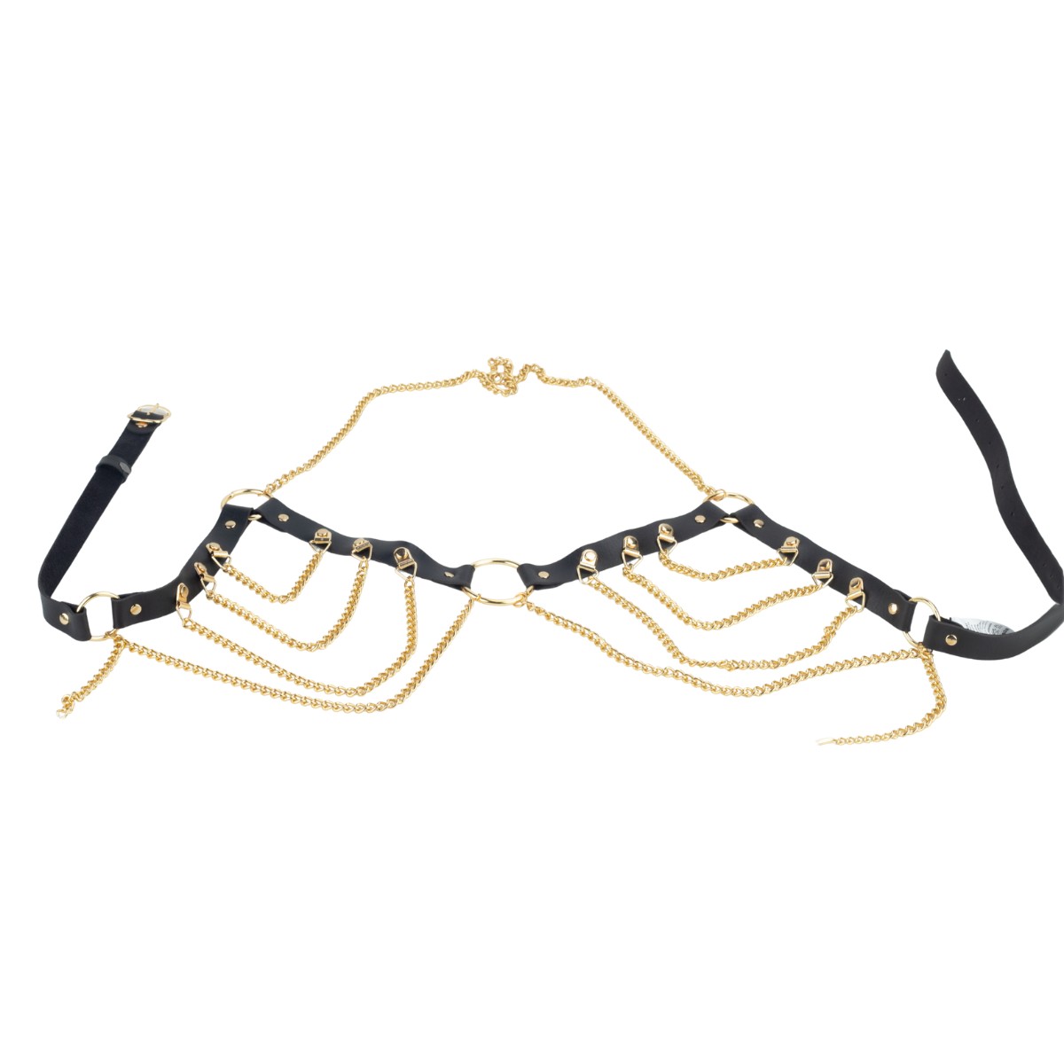 Conjunto Harness Feminino Luxury Gold com Correntes Douradas - Exclusiva Linha Sado | Tamanho Único - 3