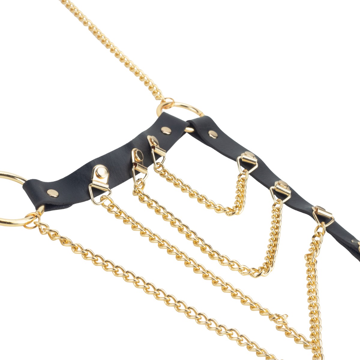 Conjunto Harness Feminino Luxury Gold com Correntes Douradas - Exclusiva Linha Sado | Tamanho Único - 4
