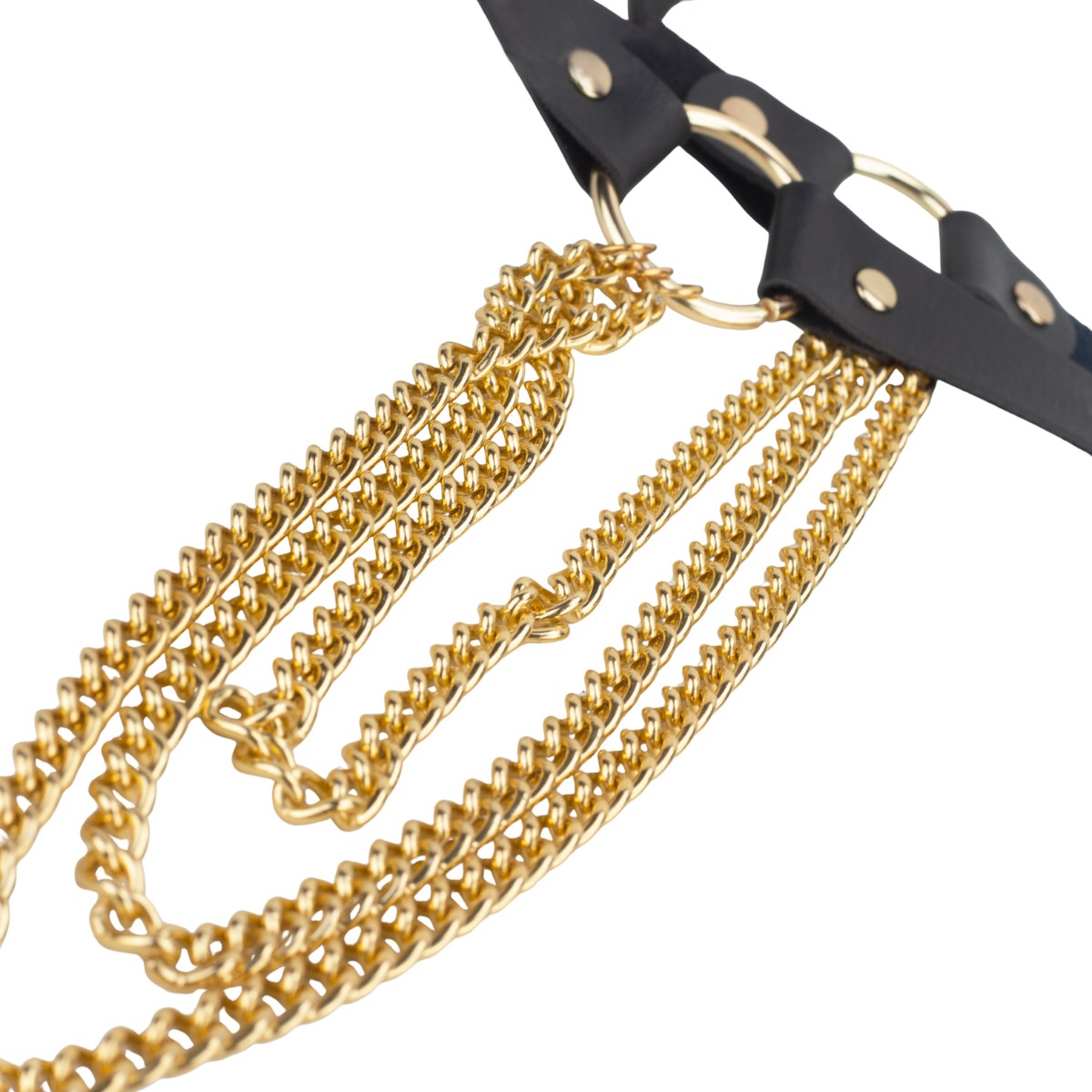 Conjunto Harness Feminino Luxury Gold com Correntes Douradas - Exclusiva Linha Sado | Tamanho Único - 6