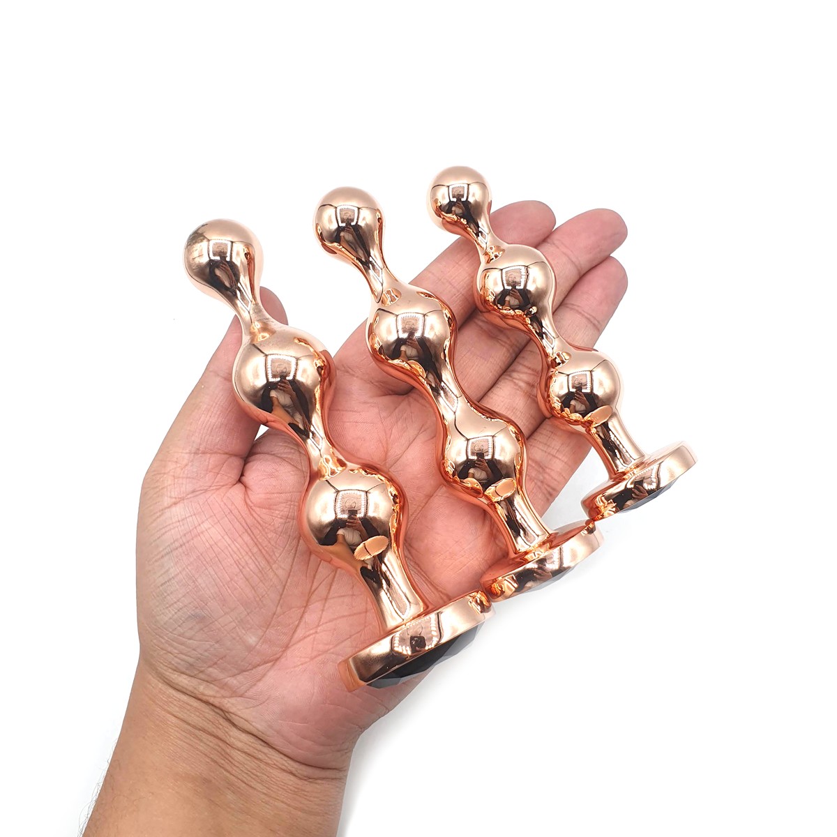 Conjunto de Plug Anal Cromado com 3 Tamanhos Diferentes, Pequeno, Médio e Grande - Gender X Gold Digger Set - 4