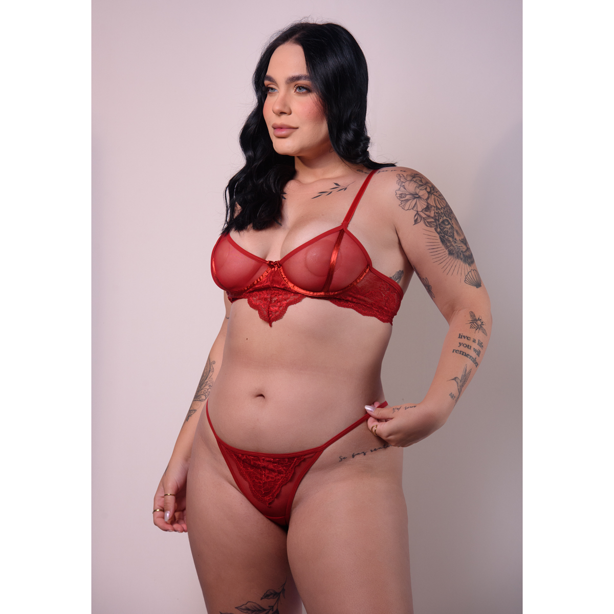 Conjunto em Tule com Aro e Detalhe de Renda - Exclusiva Lingerie | Disponível em 4 Cores e 2 Tamanhos Plus Size - 8