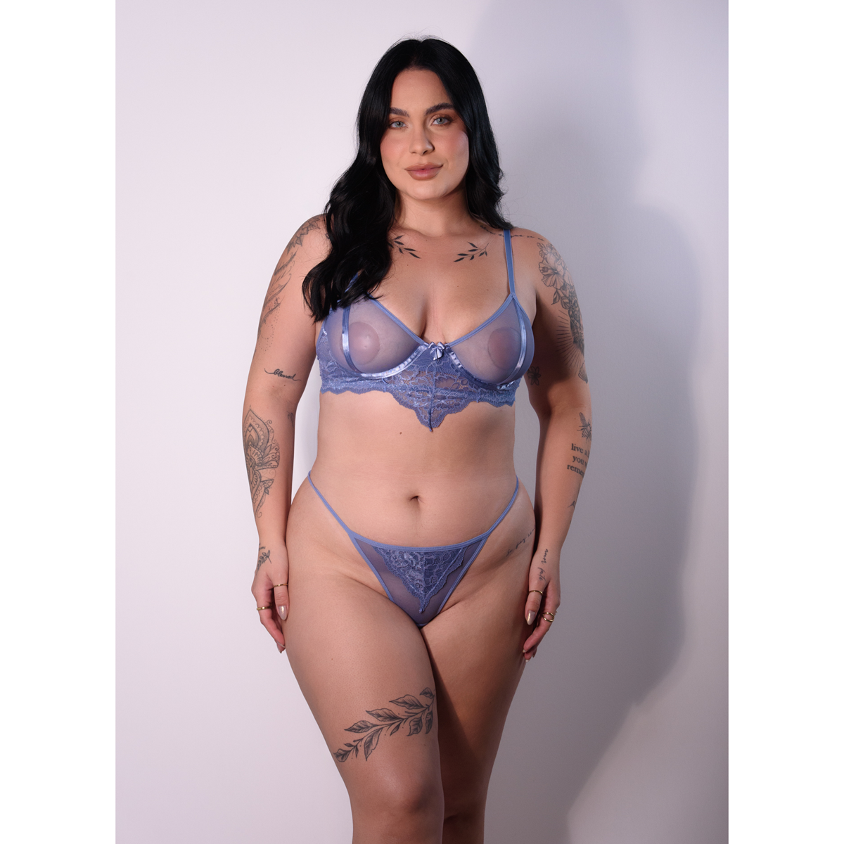 Conjunto em Tule com Aro e Detalhe de Renda - Exclusiva Lingerie | Disponível em 4 Cores e 2 Tamanhos Plus Size - 10
