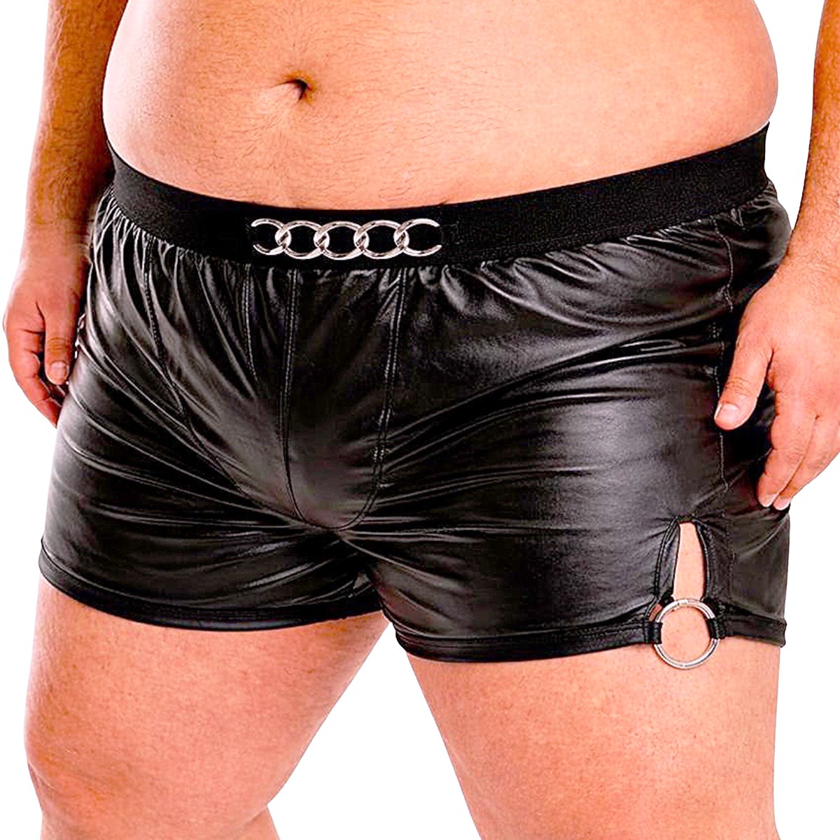 Cueca Boxer em Cirrê Brilhoso com Corrente Frontal e Argola nas Laterais - Exclusiva Lingerie | Tamanho Plus Size - 1