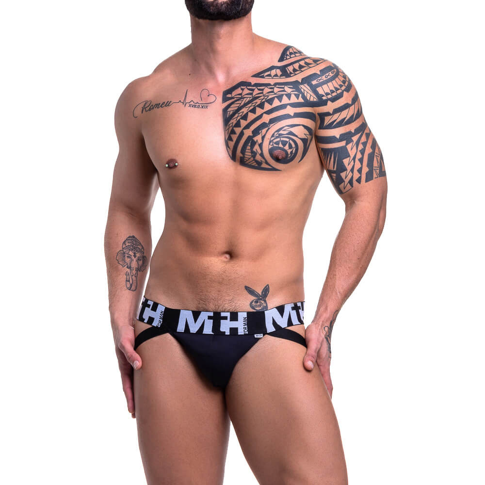 Cueca Jock Strap com 4 Tiras Elásticas nas Nádegas e Fio Dental - Steves Designer | Tamanho Único | Disponível em 2 Cores - 1