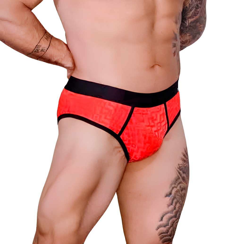 Cueca Slip em Tecido Texturizado Geométrico Jacquard - Exclusiva Lingerie | Tamanho Único | Disponível em 2 Cores - 3