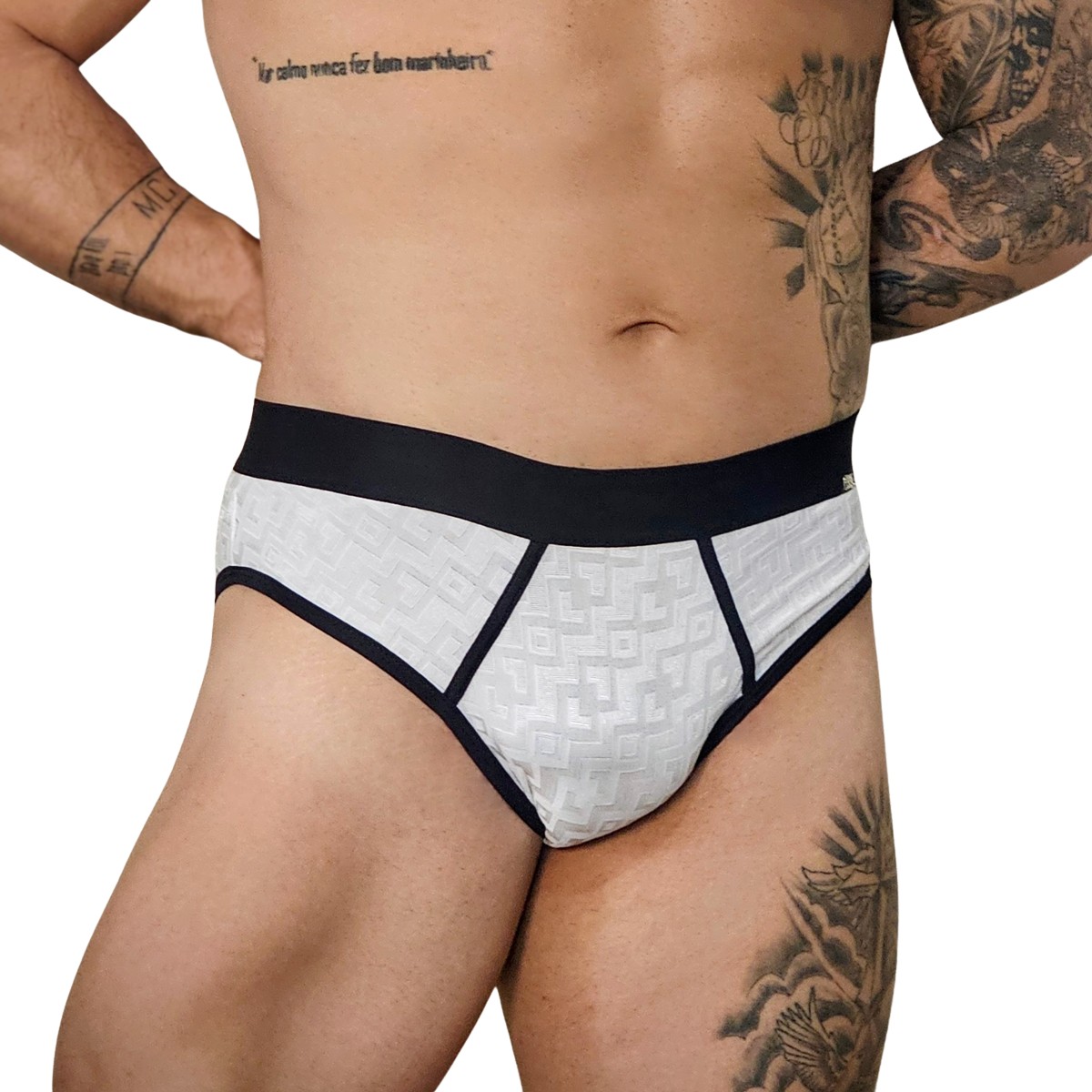 Cueca Slip em Tecido Texturizado Geométrico Jacquard - Exclusiva Lingerie | Tamanho Único | Disponível em 2 Cores - 1