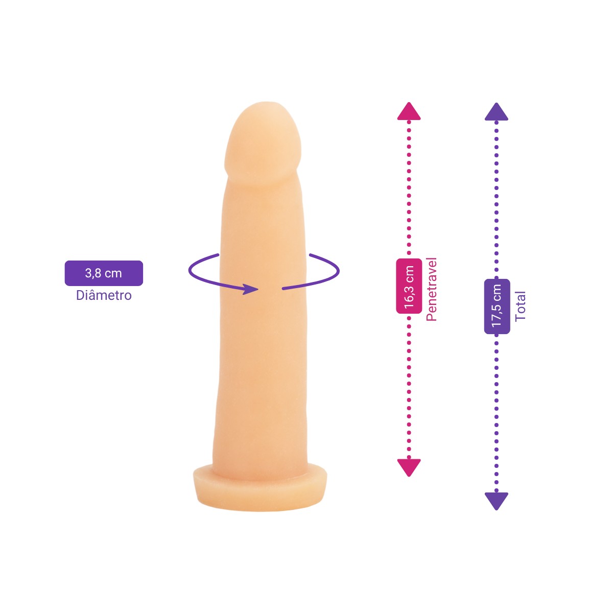 Prótese Peniana Realística com Glande Definida e Vértebras - Cyber Dildo Hercoles | 16,3 x 3,8 cm - 2