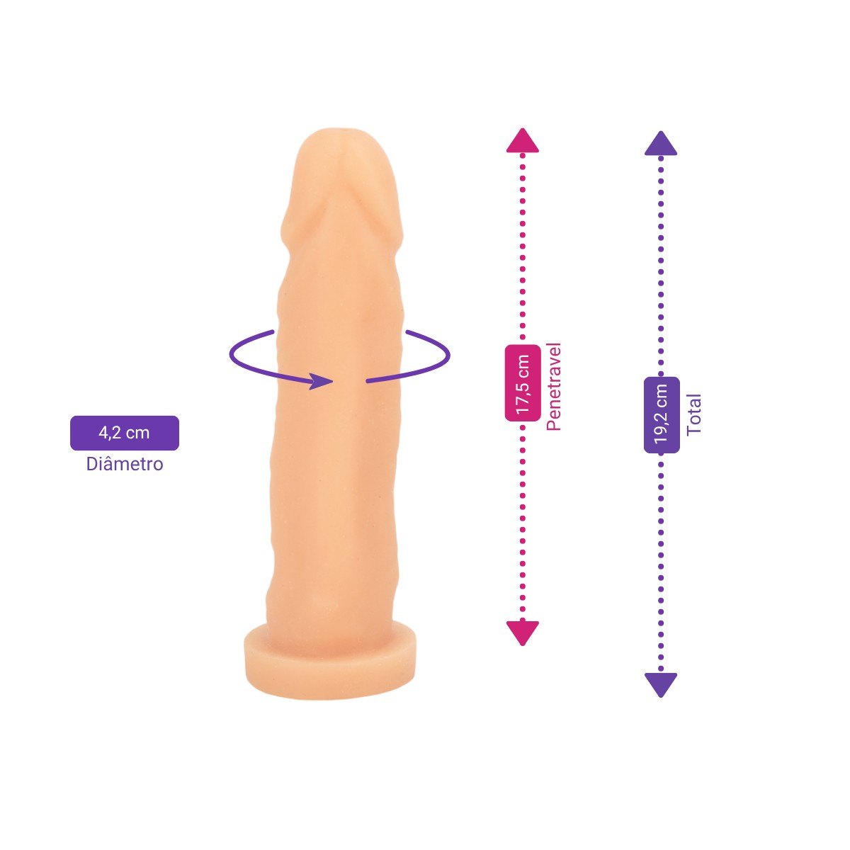 Prótese Peniana Realística com Glande Definida e Vértebra - Cyber Dildo | 17,5 x 4,2 cm - 2