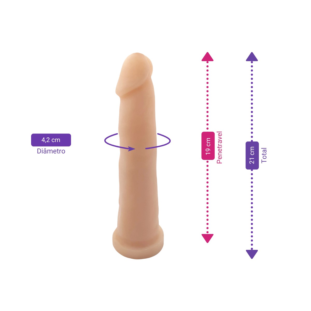 Prótese Peniana com Formato de Pênis Realístico em Cyberskin com Vértebras - CyberDildo | 19 x 4,2 cm - 2