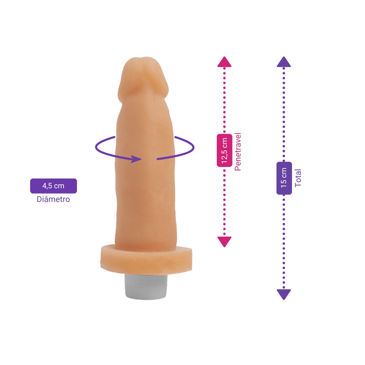 Prótese Peniana em TPE com Multivelocidade - Adão & Eva Cyber Dildo | 12,5 x 4,5 cm - 2
