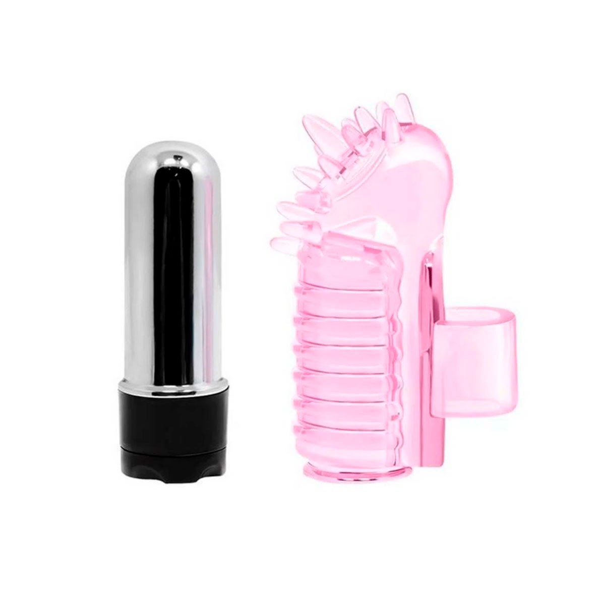 Dedeira Feita em Silicone com Cápsula Vibratória em Multivelocidade - Finger Vibrator - 7,6 x 2,6 cm | Cor: Rosa - 2