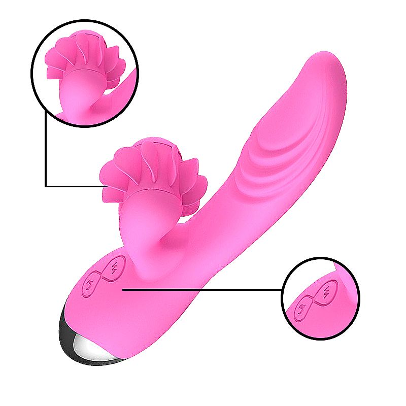 Vibrador de Ponto G e Clítoris com Línguas Giratórias em Silicone, 7 Modos de Vibração e Função de Aquecimento - Dibe Sex Massager Hailey | 10 x 3,2 cm | Disponível em 2 Cores - 1