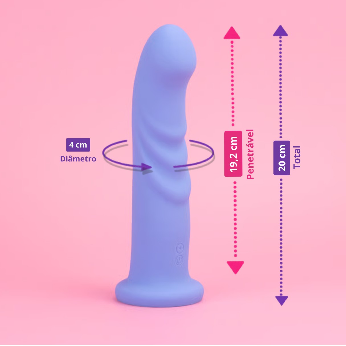 Dildo em Silicone Macio com Relevos, Ventosa, 10 Modos de Vibração, Rotação e Carregamento via Cabo USB - Exclusiva Ângelo - 2