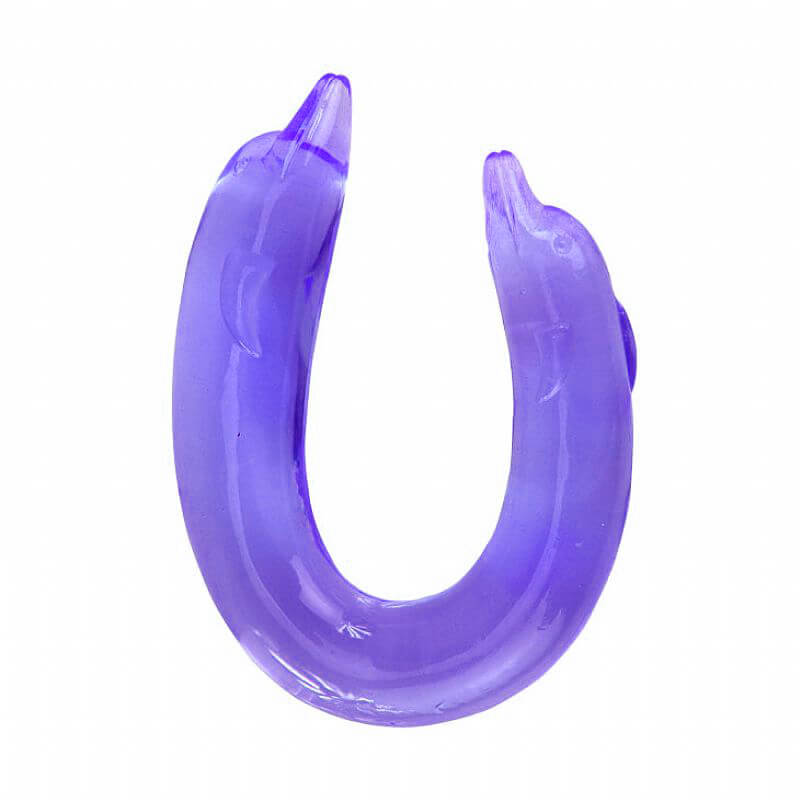 Double Dolphin - Prótese Dupla com Formato de Golfinho Flexível - 29,7  X 3 x 2,6 cm | Cor: Roxo - 2