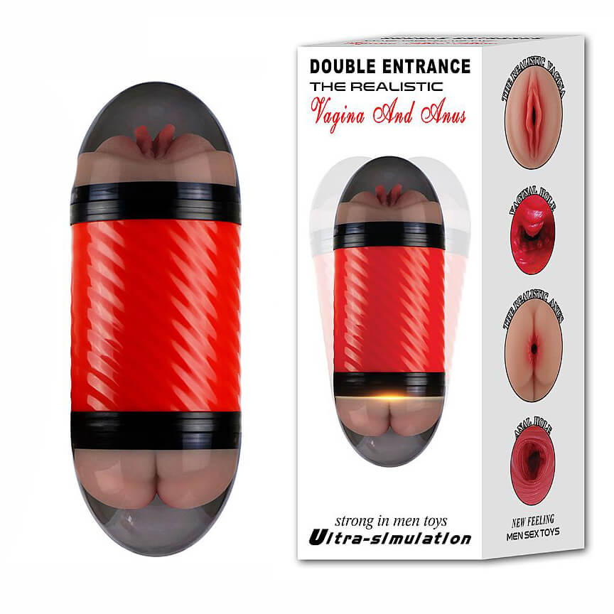 Masturbador Duplo que Simula Sexo Vaginal e Anal com Texturas Interna - Double Entrance | 14,5 x 3 cm | Disponível em 2 Cores - 2