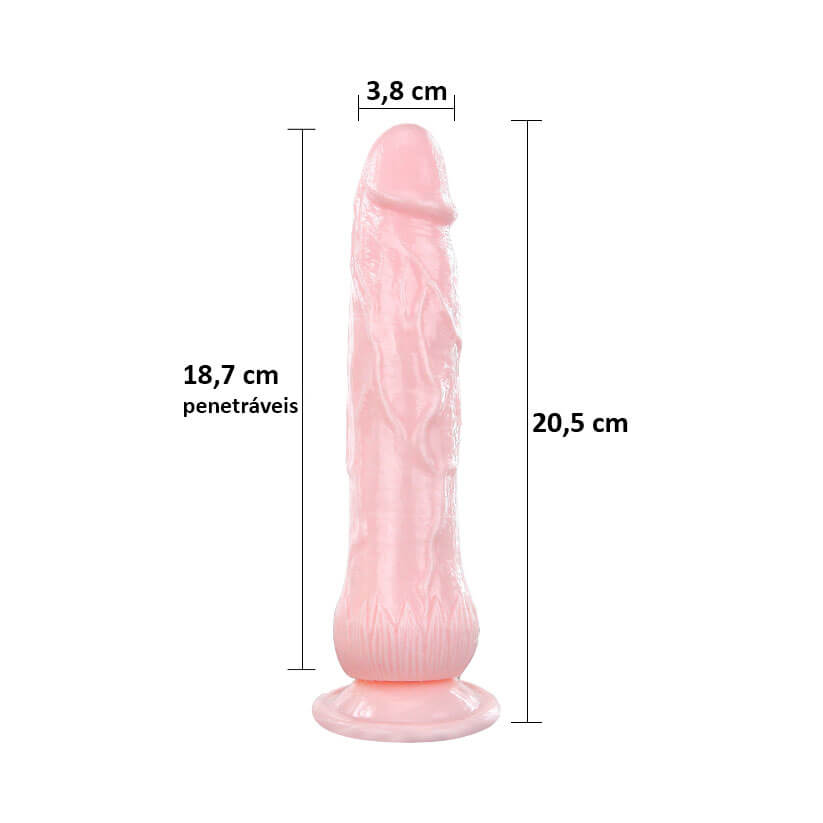 Prótese em Formato de Pênis com Glande Definida, Veias Salientes, Ventosa e Simulação de Ejaculação - Eros Fountain | 18,7 x 3,8 cm - 5