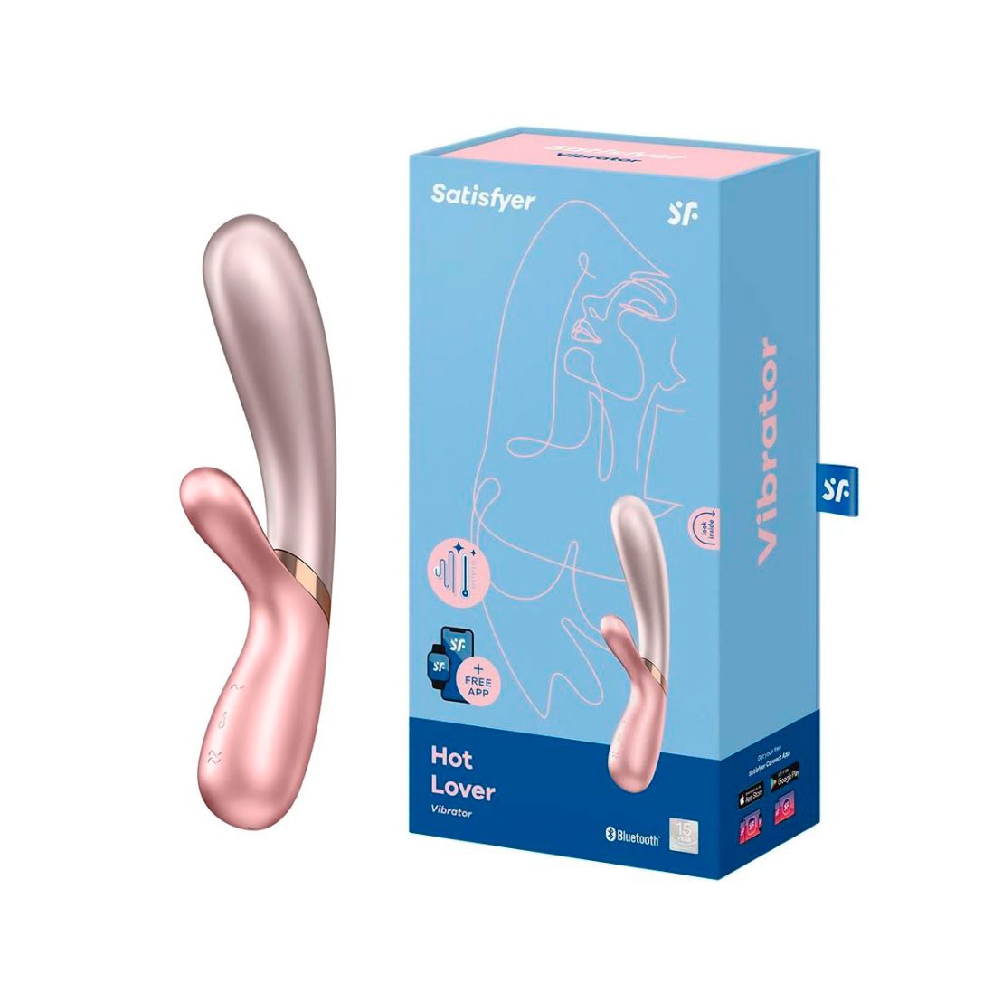 Vibrador Rabbit em Silicone com 12 Modos de Vibração, Função Aquecimento e Controle via Aplicativo - Satisfyer Hot Lover | 11,5 x 3 cm | Disponível em 3 Cores - 11
