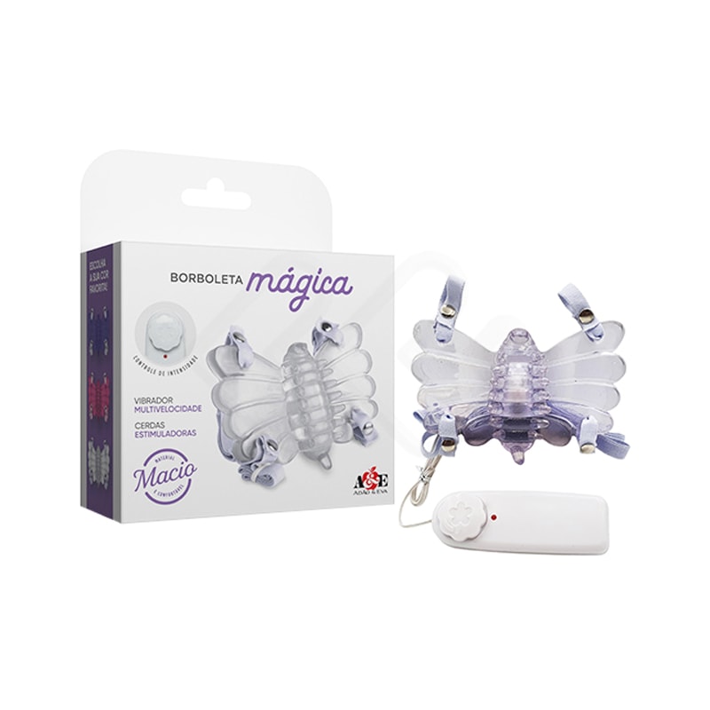 Estimulador de Clitóris no Formato de Borboleta com Cerdas Estimuladoras, Vibração Multivelocidade e Controle Remoto com Fio - Borboleta Mágica Adão & Eva | Disponível em 3 Cores - 6