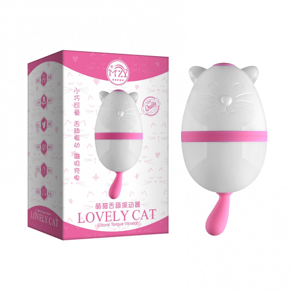Estimulador de Clitóris Recarregável no Formato de Gato com 10 Movimentos de Língua - Vip Mix | 8,3 x 4,1 cm - 2