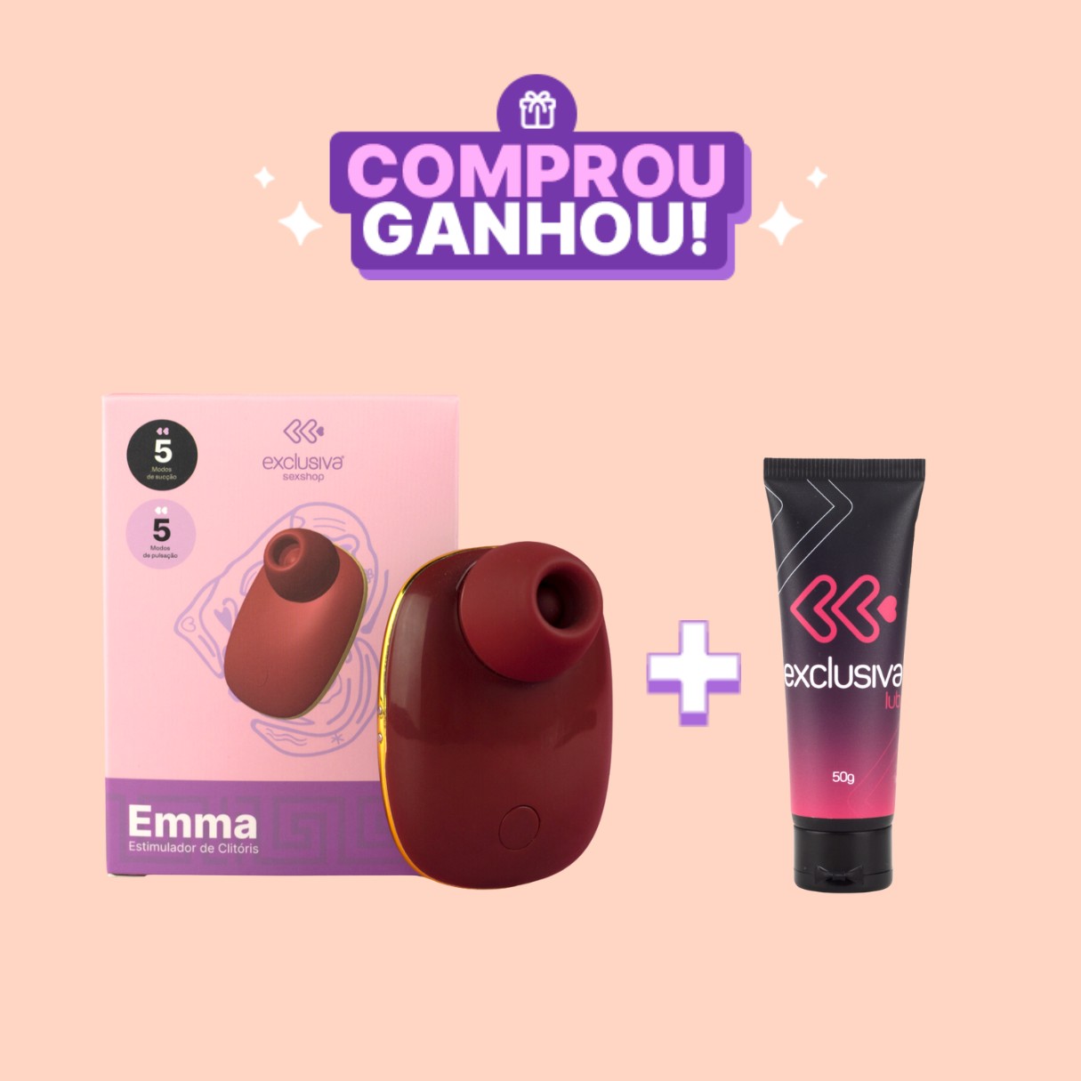 Estimulador de Clitóris em Silicone com 5 Modos de Pulsação e Recarregável - Exclusiva Emma | Disponível em 4 Cores - 1