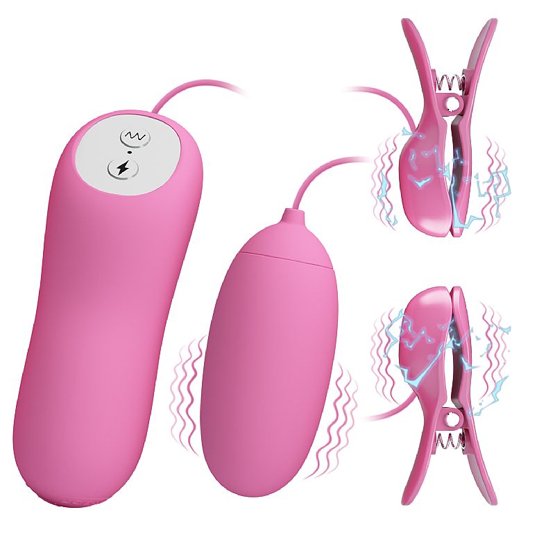 Estimulador de Mamilos com 3 Níveis de Choque e Bullet com 7 Modos de Vibração - Pretty Love Eletric Shock & Vibro-Bullets | 5,9 x 2,6 cm - 2