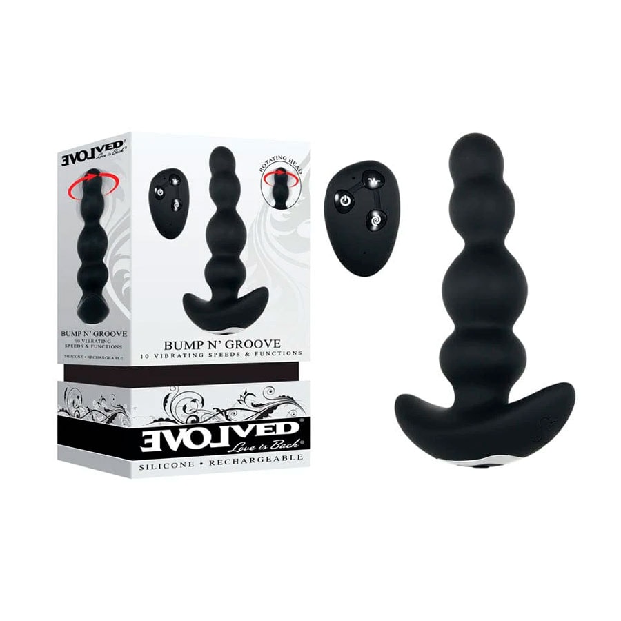 Estimulador de Próstata Escalonado em Silicone com 10 Vibrações, Funções de Rotação e Controle Remoto sem Fio - Evolved Bump N' Groove | 10,5 x 3,3 cm - 6
