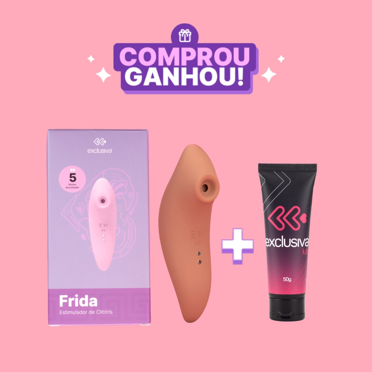Estimulador Sugador de Clitóris em Silicone com 5 Modos de Pulsação, Resistência à Água e Recarregável via USB - Exclusiva Frida | 12,8 x 3,8 cm | Disponível em 4 Cores - 1