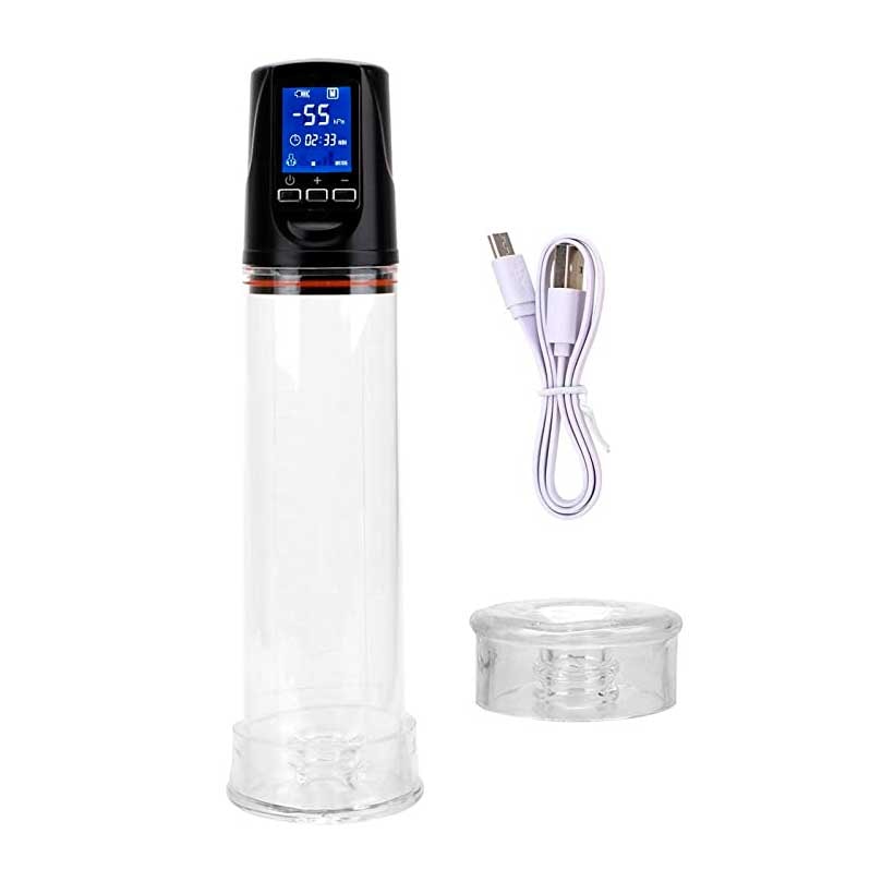 Bomba Peniana Elétrica com Monitor Digital Recarregável e 2 Anéis em Silicone - Penis Pump II | 19 x 5,8 cm | Disponivel em 2 Cores - 3