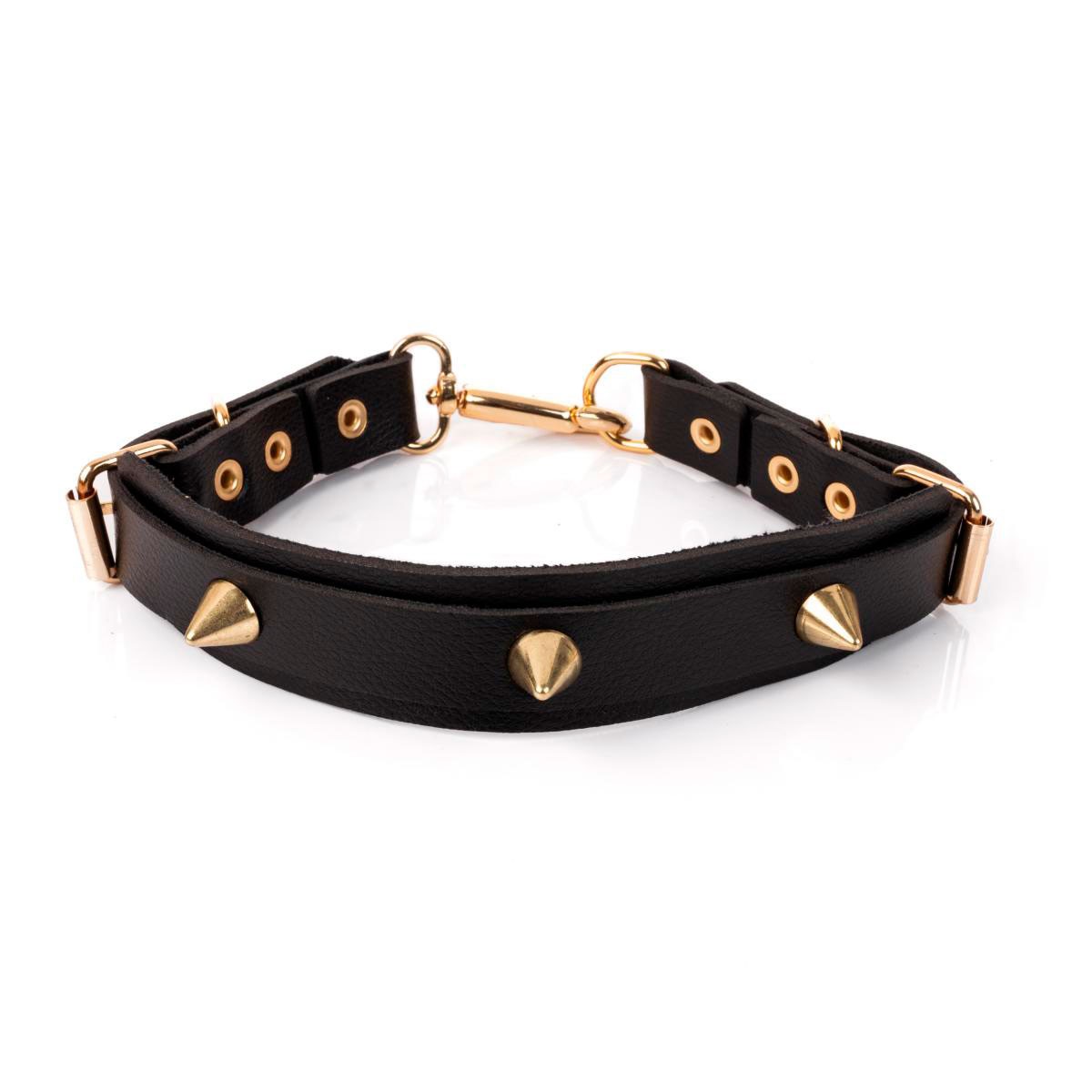 Gargantilha em Couro com Spike Gold | New Star Couros - 2