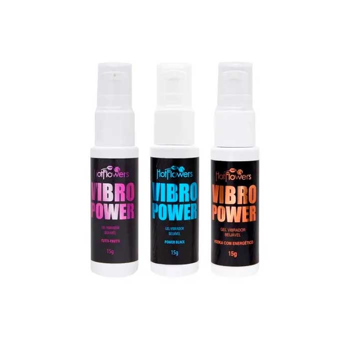 Gel Beijável à Base d'Água com Efeito de Vibração - Hot Flowers Vibro Power | 15 g | Disponível em 3 Sabores - 3