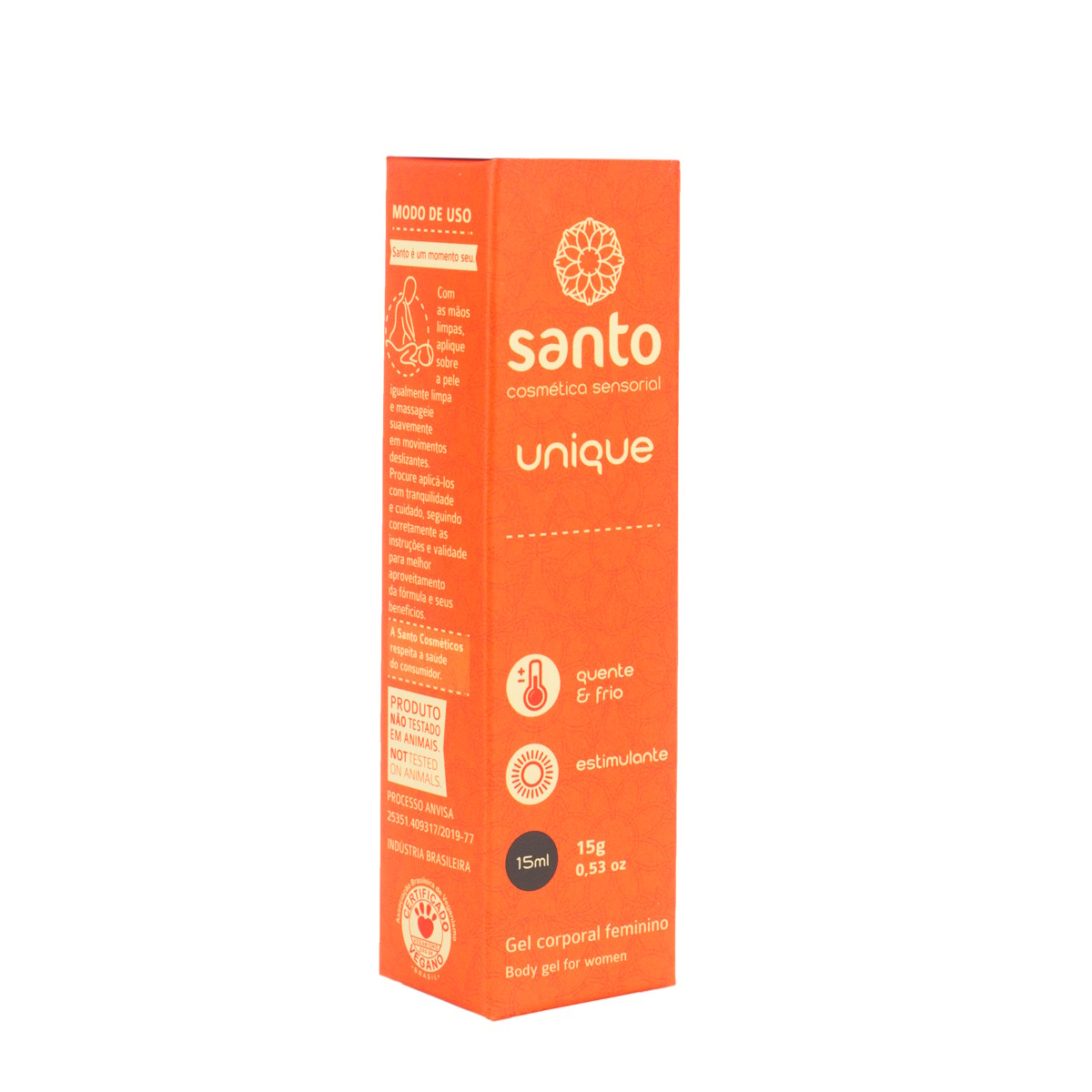 Gel Estimulante Feminino com Efeito Quente, Frio e Adstringente - Santo Cosmético Sensorial Unique | 15 ml - 2