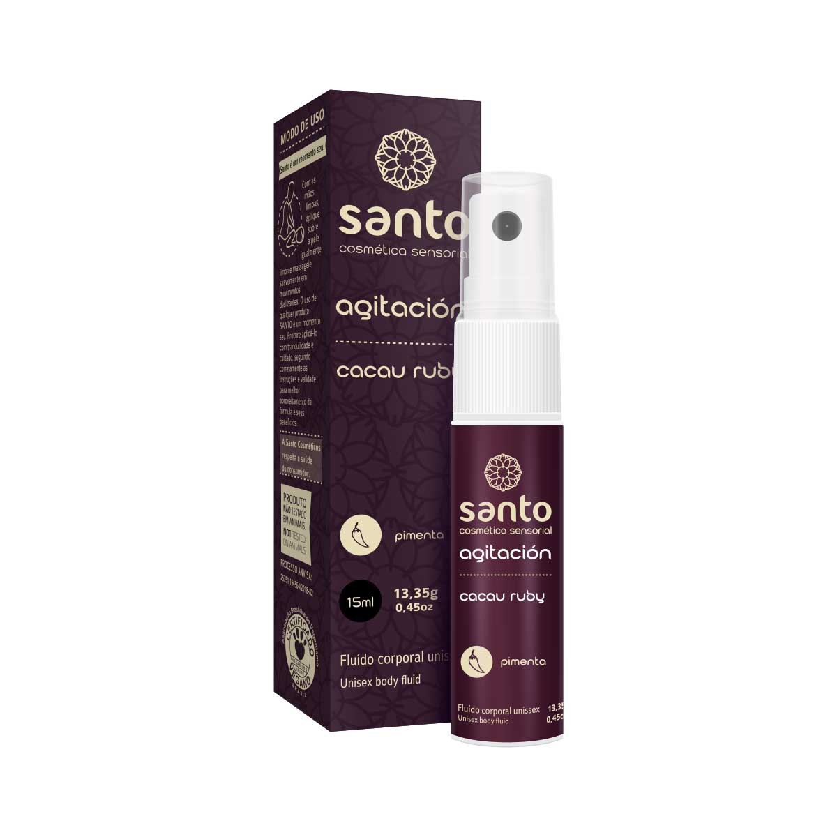 Gel Líquido Beijável com Função Vasodilatadora - Santo Cosméticos Sensorial Agitación | 15 ml | Disponível em 3 Sabores - 3