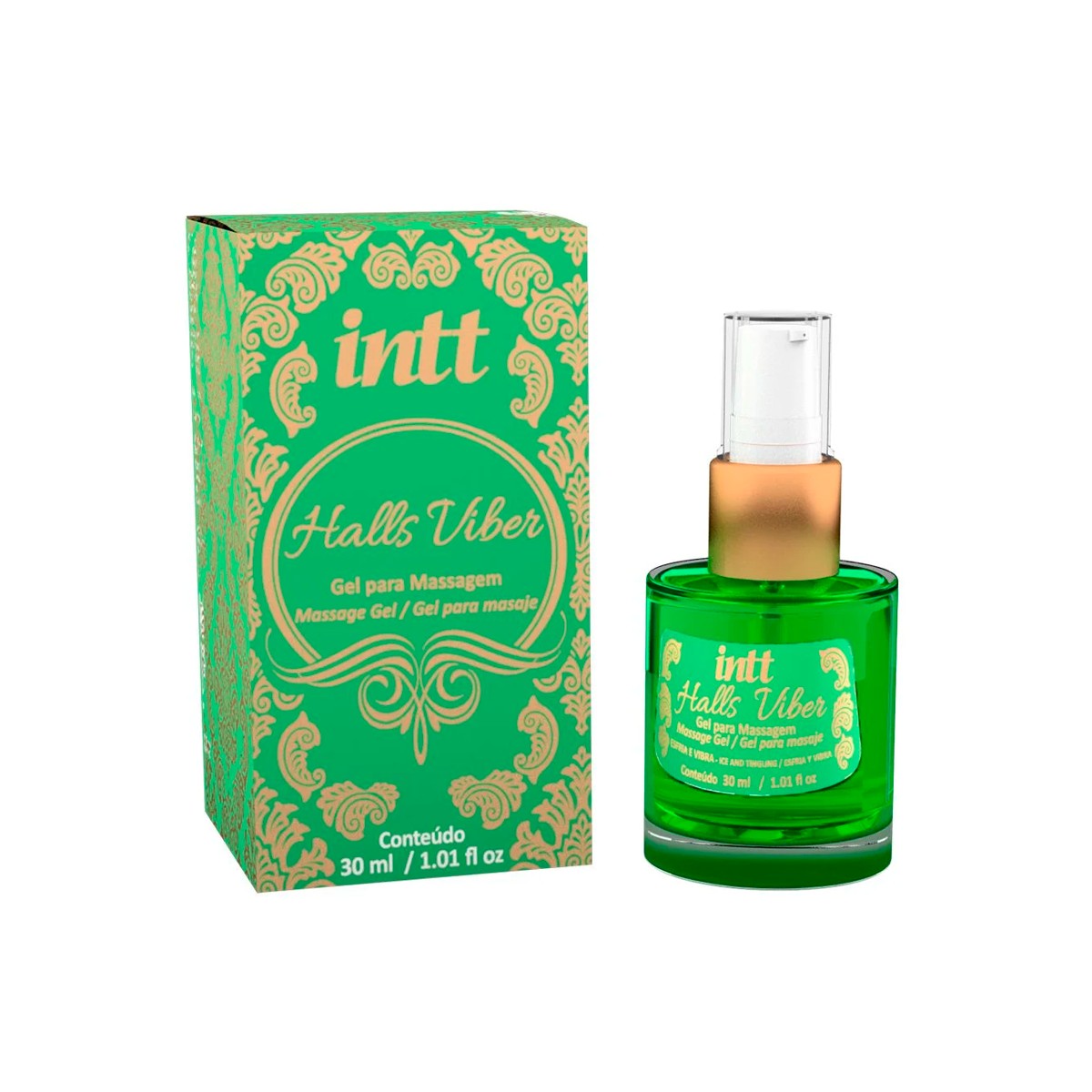 Gel com Sabor de Menta, Efeito Gelado e Vibrante - Intt Halls Viber |  30ml - 2