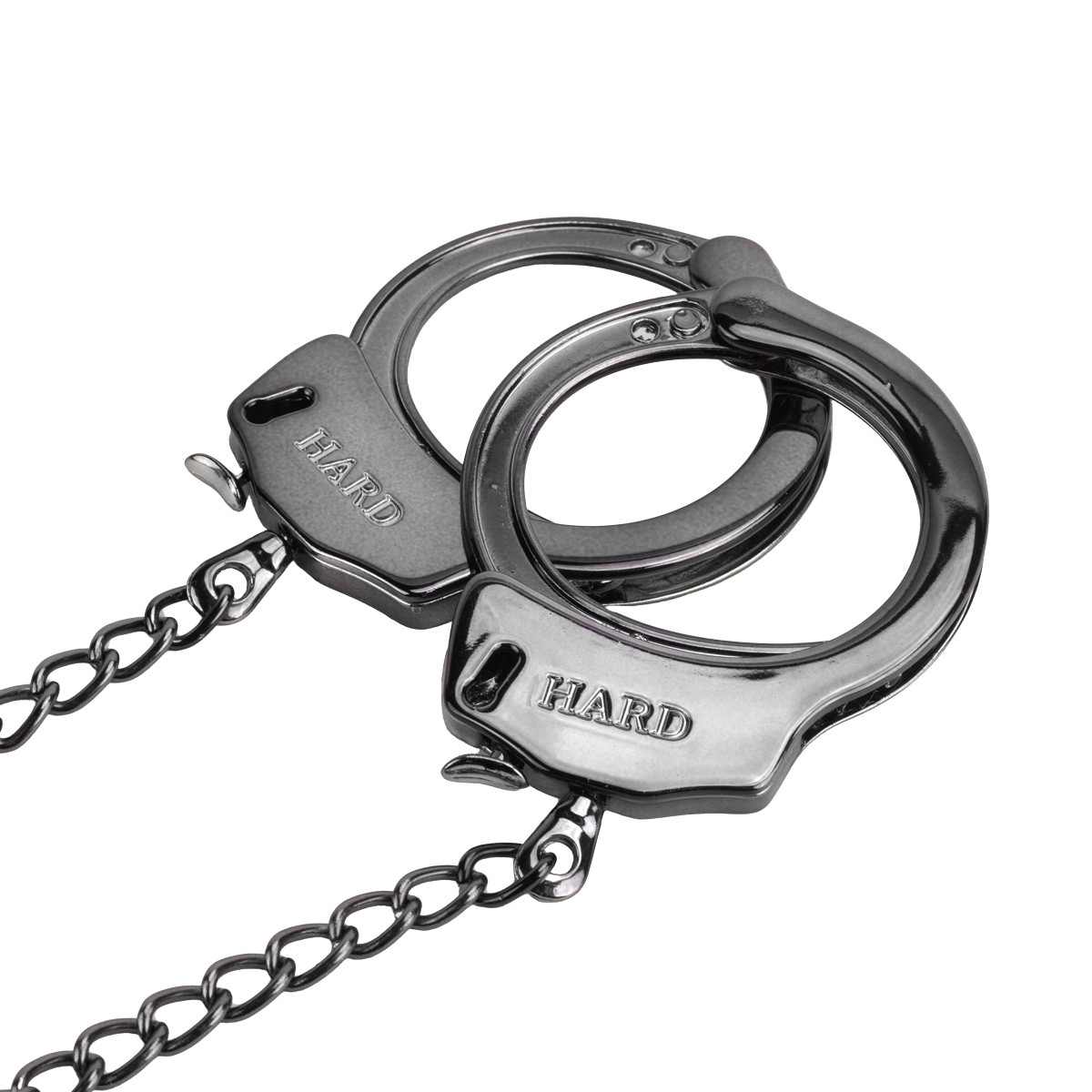Par de Algemas em Metal com Chave de Segurança e Plug Anal "P" com Detalhes de Pedras Cravejadas - HARD | 6 x 2,6 cm | Disponível em 3 Cores - 13