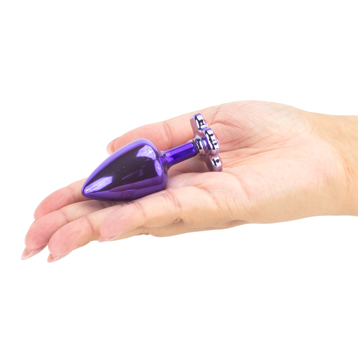 Plug Anal "M" em Metal com Joias na Base em Formato de Trevo - Hard | 6,7 x 3,2 cm | Disponível em 7 Cores - 10