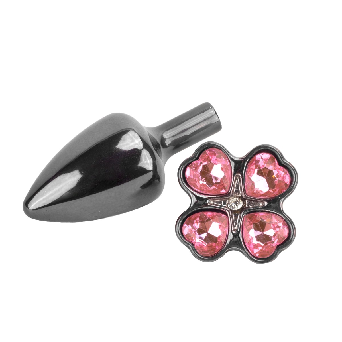 Plug Anal "P" em Metal com Joias na Base em Formato de Trevo - Hard | 6 x 2,6 cm | Disponível em 5 Cores - 4