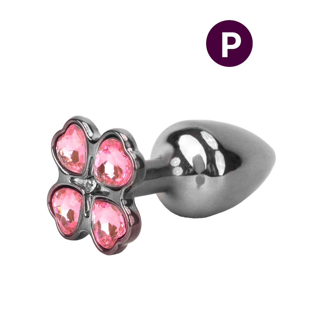 Plug Anal "P" em Metal com Joias na Base em Formato de Trevo - Hard | 6 x 2,6 cm | Disponível em 5 Cores - 1